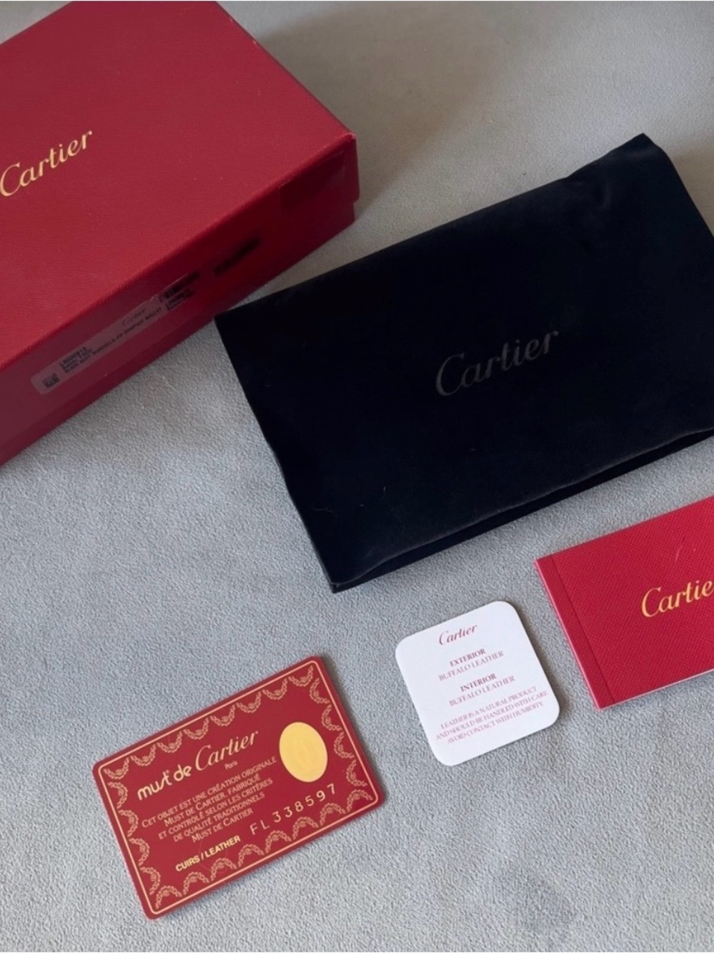 Cartier Red and Gold Leather Card Holder box  with Signature Logo